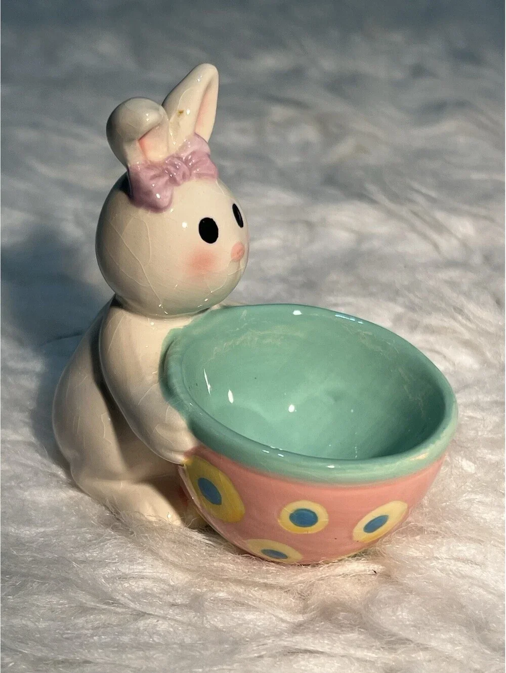 Ceramic Colorful Bunny Egg Cup Holder